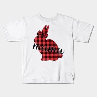 Cute Plaid Print Flannel Bunny Mama Pattern Easter Rabbit Mom Gift Kids T-Shirt